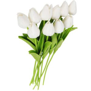 10 tulipes blanches artificielles