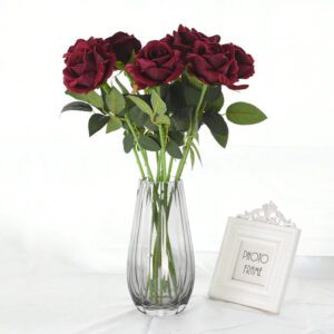 rose artificielle rouge fonce 3