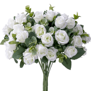 petites roses artificielles blanches